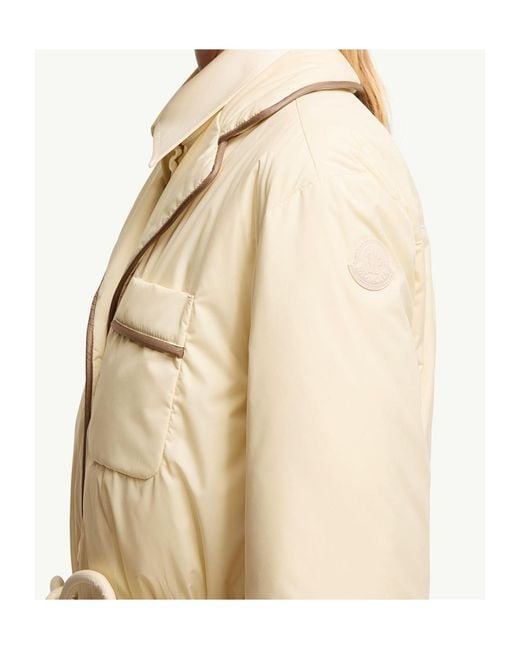 Moncler Natural Tieche Belted Mid-Length Down Jacket