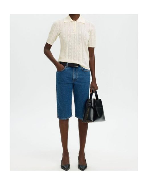 SELECTED White Cotton Knitted Polo Shirt