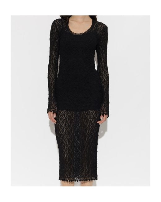 Isabel Marant Black Round Neck Long Sleeve Dress