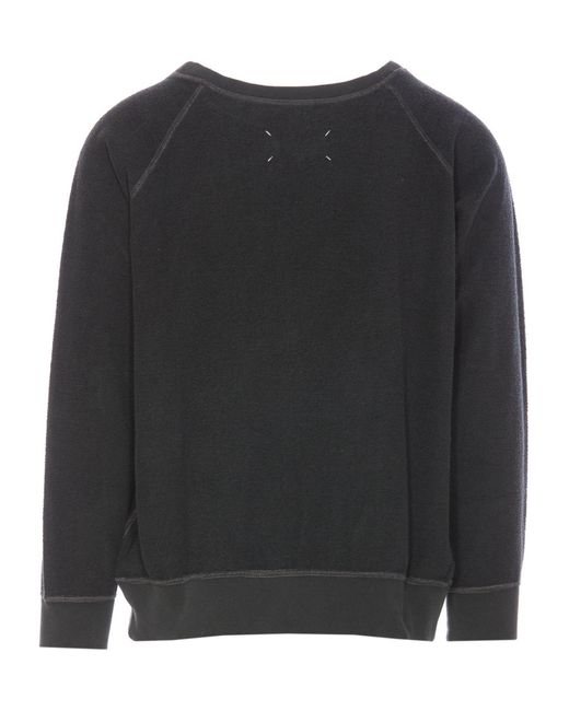 Maison Margiela Black Logo Embroidered Sweatshirt for men