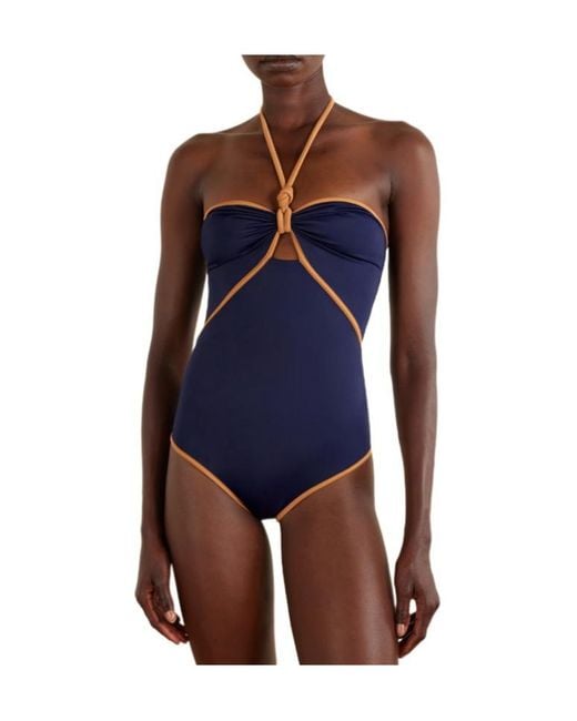 Johanna Ortiz Blue Halterneck Swimsuit