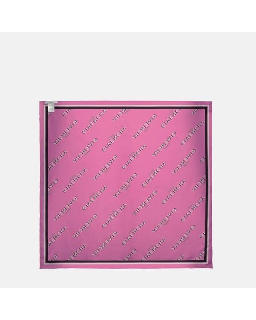 Givenchy Pink Paris Shadow Signature Printed Square Scarf
