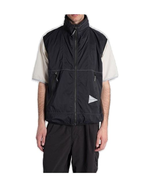And Wander Black Pertex Windproof Vest for men