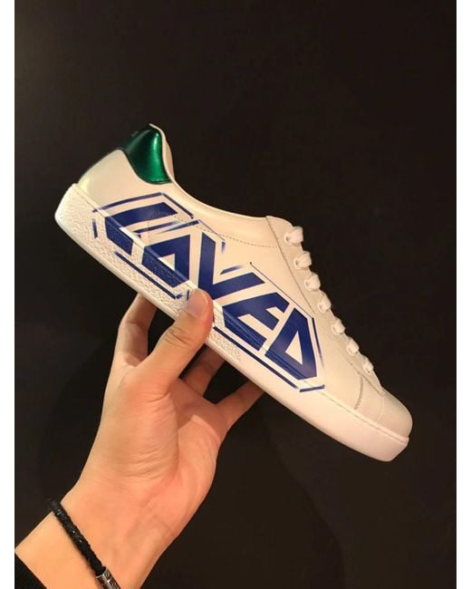 Gucci Blue Ace Sneaker With Loved Print for men