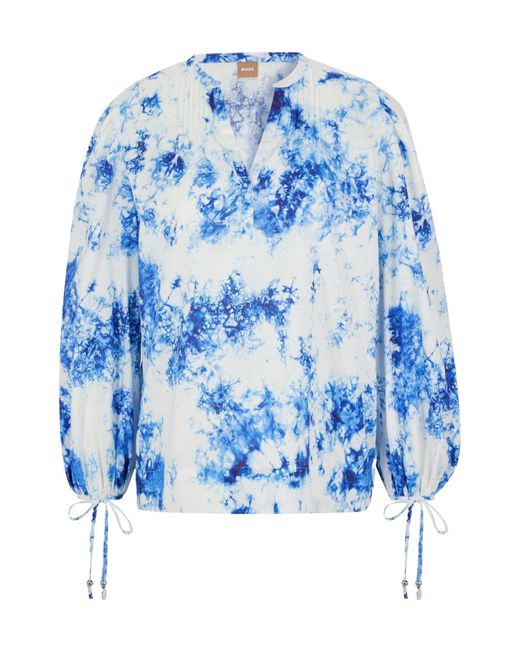 Boss Bluewhite Tiedye Print Blouse