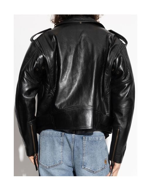 Balmain Black Collared Zip-Up Biker Jacket for men