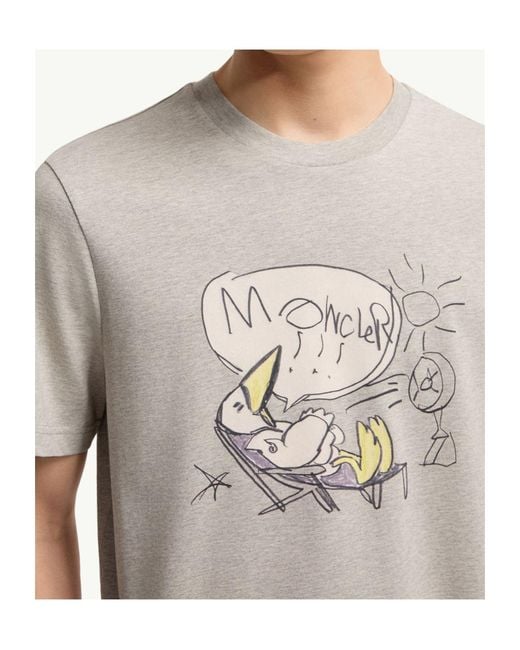 Moncler Gray Monduck Cotton T-Shirt for men