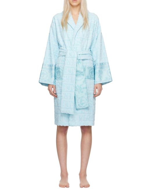 Versace Blue I Love Baroque Belted Bathrobe