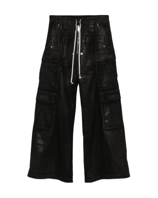 Rick Owens Black Double Cargo Jumbo Belas Trousers for men