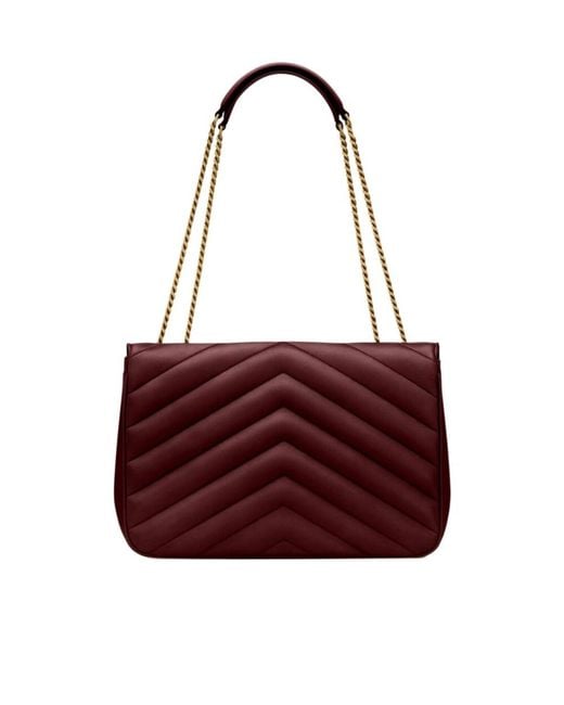 Saint Laurent Red Loulou Foldover Top Large Shoulder Bag
