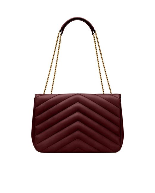 Saint Laurent Red Loulou Foldover Top Large Shoulder Bag