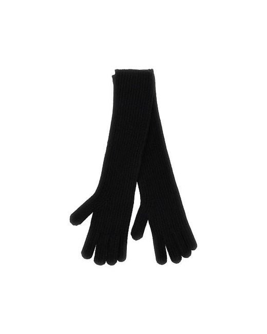 Weekend by Maxmara Black Ribbed Knit Gloves
