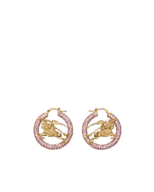 Burberry Metallic Knight Pavé Hoop Earrings