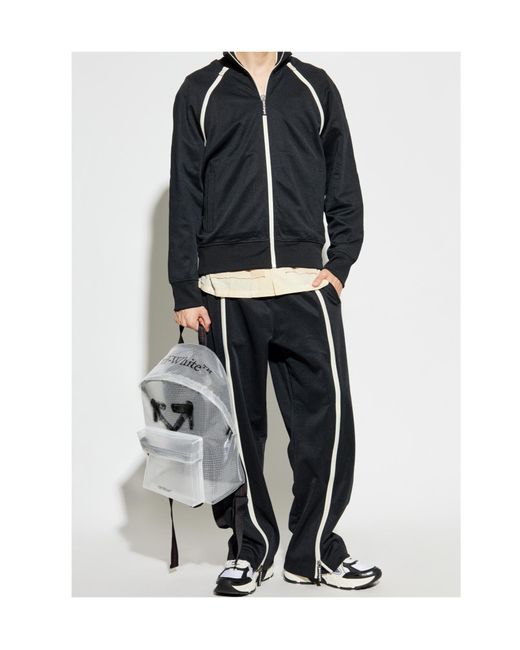Palm Angels Black Central Zipped Track Pants for men
