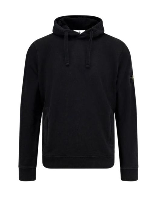 Stone Island Men's Blue Organic Cotton Hooded Sweatshirt