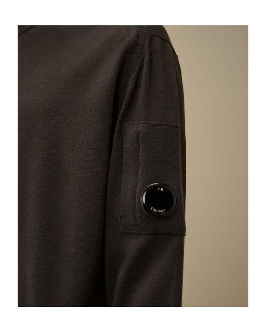 C P Company Black Lens-Detail Crew-Neck Sweater for men