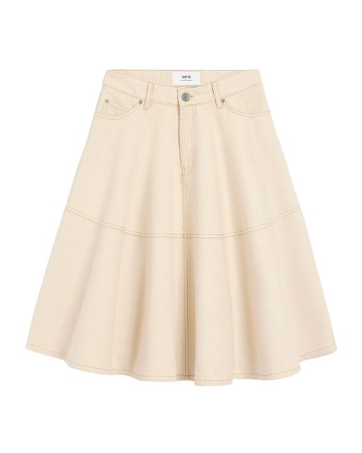 AMI Natural Cotton Midi Skirt
