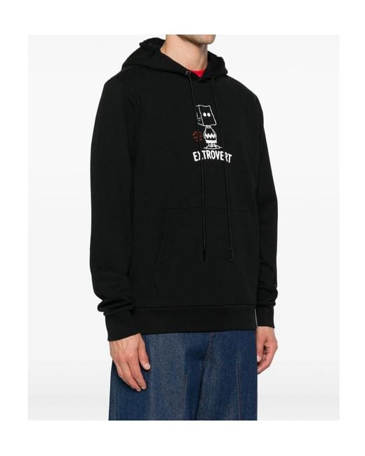 Iceberg Black Graphic-Print Cotton Hoodie for men