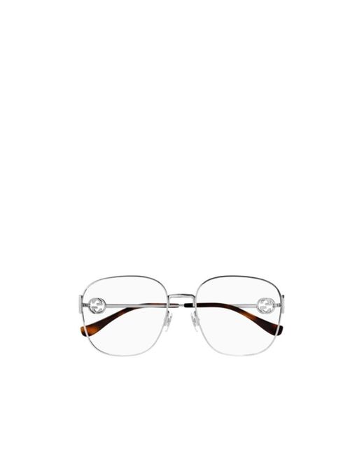 Gucci Metallic Eyewear Square Frame Glasses for men