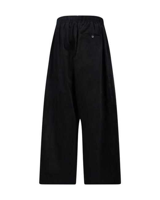 Martine Rose Black Wide-Leg Corduroy Elasticated Waistband Trousers for men