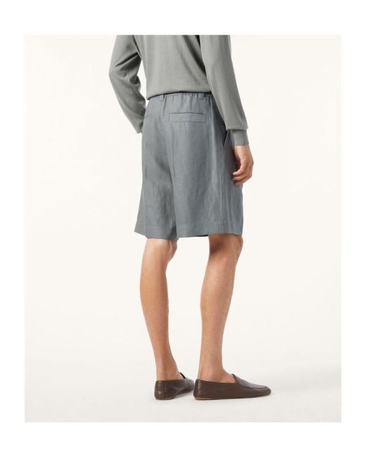 Loro Piana Gray Reinga Belt-Loop Shorts for men