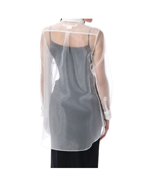 Comme des Garçons White Comme Des Garçons Sheer Long-Sleeved Shirt