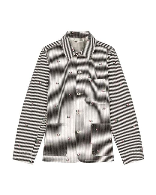 KENZO Gray Pixel Striped Denim Workwear Jacket for men