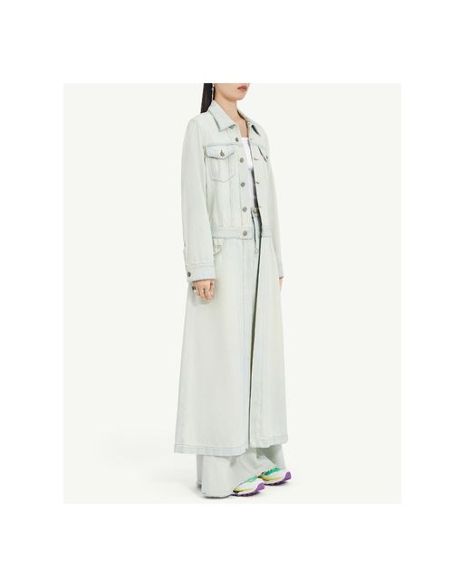 MM6 by Maison Margiela White Denim Long-Sleeved Midi Dress