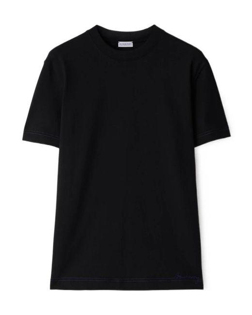 Burberry Black Logo Embroidered Crewneck T-Shirt for men