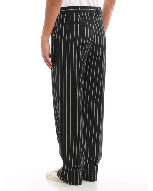 Burberry Black Pinstripe Twill Casual Trousers for men