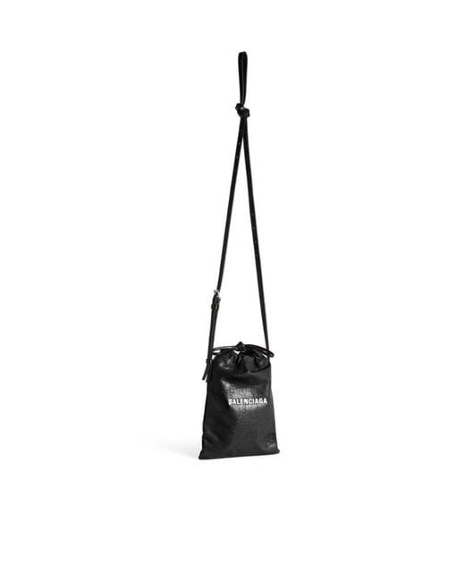 Balenciaga White Shopper Drawstring Phone Holder for men