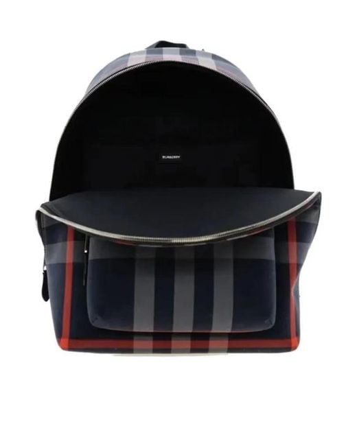 Burberry Blue Check Pattern Zip-Around Backpack for men