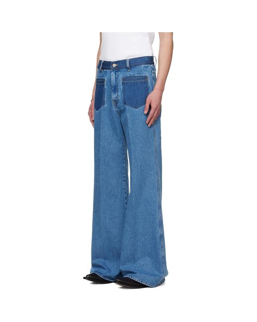 Lu'u Dan Blue Bruce Lee X Collaboration Nocturnal Flare Jeans for men