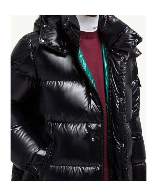 Moncler Black Hanoverian Logo Patch Quilted Coat for men