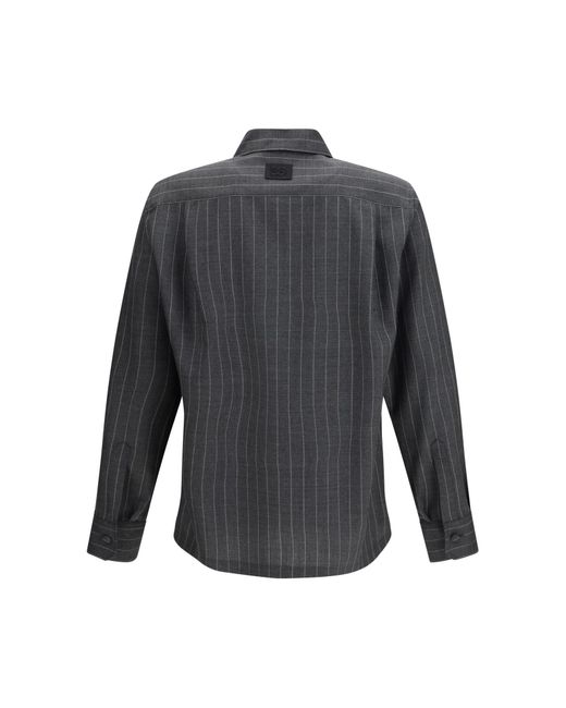 Dolce & Gabbana Gray Striped Long-Sleeved Shirt for men