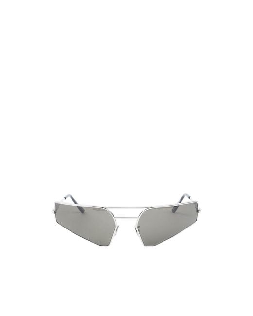 Rick Owens White Geometric Frame Sunglasses for men