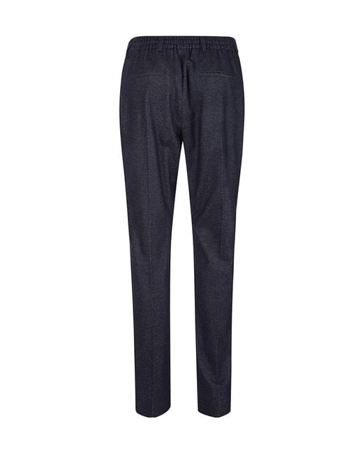 Eleventy Blue Drawstring Herringbone Pants