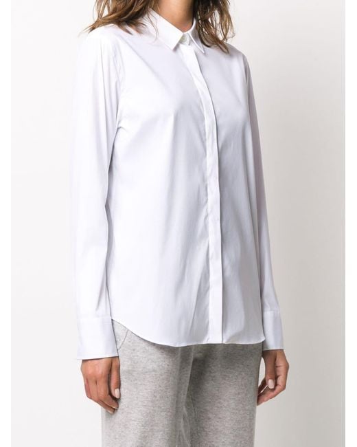 Brunello Cucinelli White Monili Embellished Long-Sleeved Shirt
