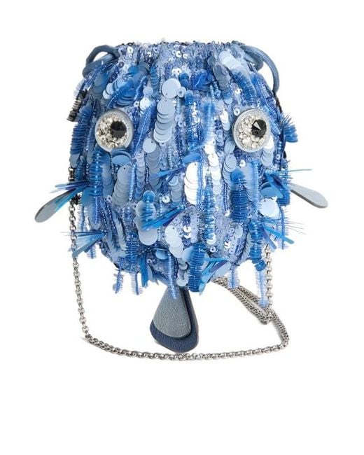Anya Hindmarch Blue Sequin-Embellished Shoulder Bag