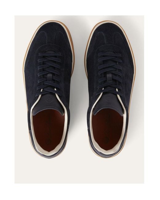 Loro Piana Blue Low-Top Lace-Up Sneakers