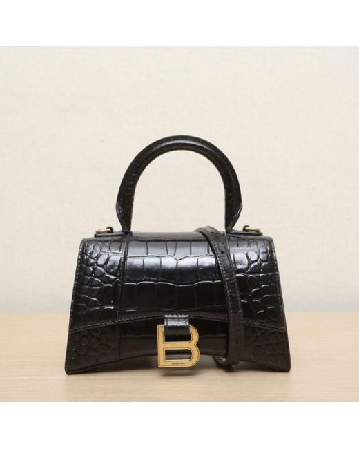 Balenciaga Black Hourglass Xs Top Handle Bag