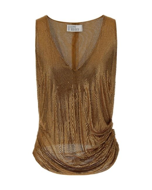 GIUSEPPE DI MORABITO Brown Sleeveless Mesh T-Shirt