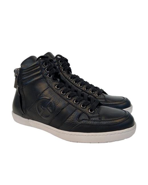 Giorgio Armani Black Lace-Up Casual Sneakers for men