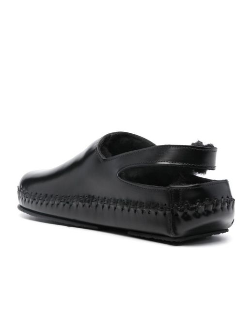 Hereu Black Round-Headed Flat Sandals