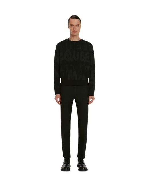 McQueen Black Logo Jacquard Knitted Jumper for men