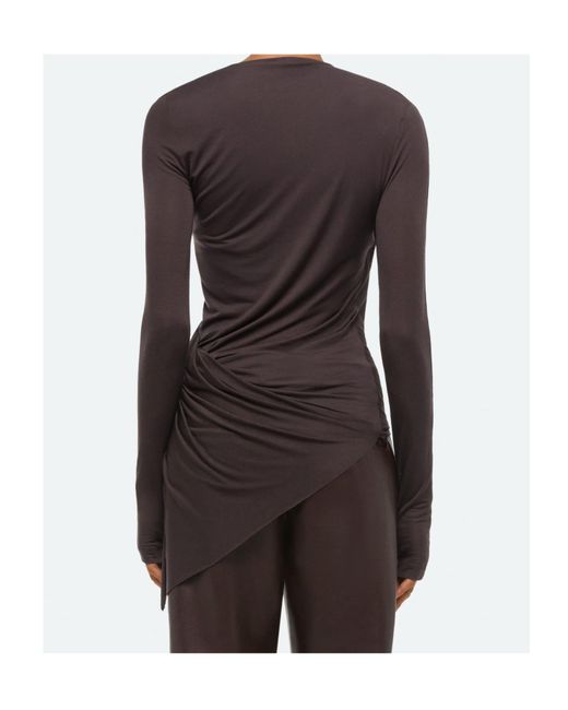Helmut Lang Brown Asymmetric Draped Top