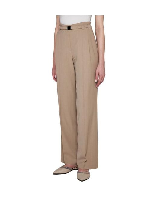Brunello Cucinelli Natural Belted Straight-Leg Trousers