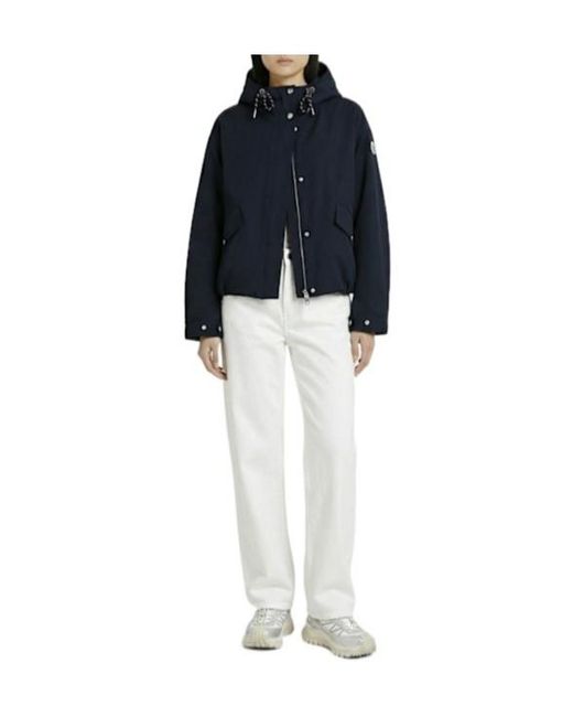 Moncler Blue Eucalyptus Nylon Hooded Down Jacket