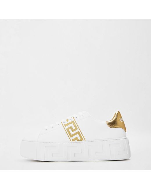 Versace White Solid Color Sneakers