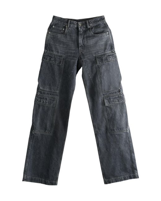 Rick Owens Gray Wide-Leg Double Cargo Jeans